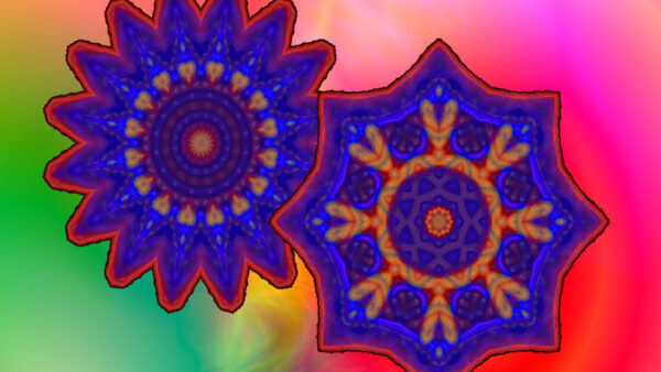 Wallpaper Trippy, Desktop, Blue, Yellow, Art, Flowers