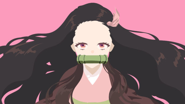 Wallpaper Nezuko, Long, Hair, Kamado, Slayer, Pink, Anime, Background, Desktop, With, Demon