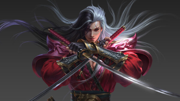 Wallpaper Samurai, Eyes, Red, Sword, Warrior, Man