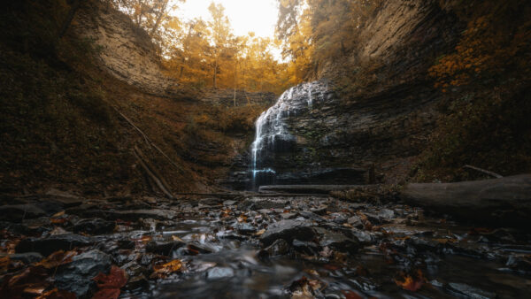 Wallpaper Waterfall, Cliff, Nature, Desktop, Mobile