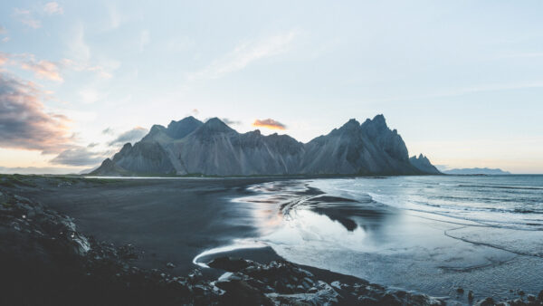 Wallpaper Travel, Stokknes, Mountain, Beach, Peninsula, Vestrahorn