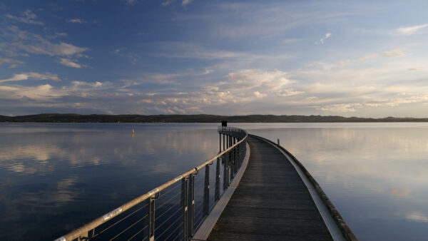 Wallpaper Sky, Bridge, View, Mobile, Horizon, Nature, Mountain, Desktop, Pier, Blue, Landscape, River, And, Under