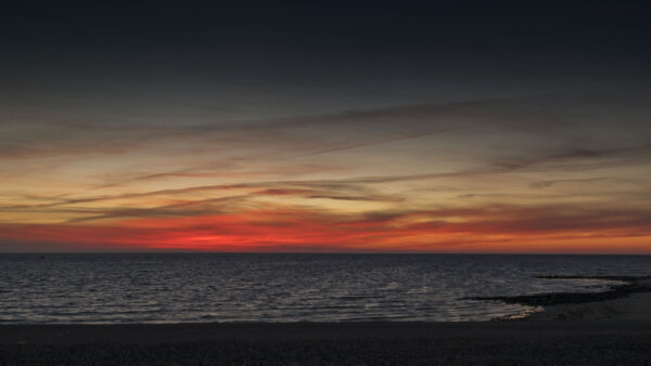 Wallpaper Sea, Sunset, Red, Sky, Ocean, Desktop, Background, During, Beach, Mobile, Black, Clouds