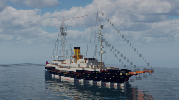 Wallpaper Minecraft, Ocean, Yacht, Ship