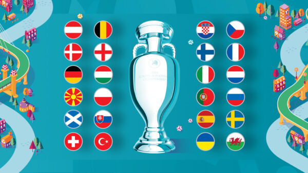 Wallpaper Trophy, Euro, Flags, 2020