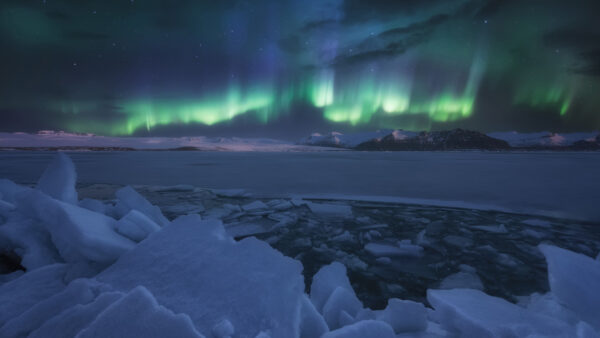 Wallpaper Nature, Iceberg, Aurora, Lights, Northern, Starry, Beautiful, Frozen, Borealis, Sky