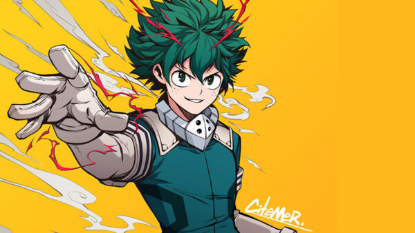 Wallpaper Izuku, Midoriya, Background, Hero, Hair, Green, Academia, Yellow