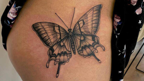 Wallpaper Women, For, Butterfly, Black, Thigh, Tattoos