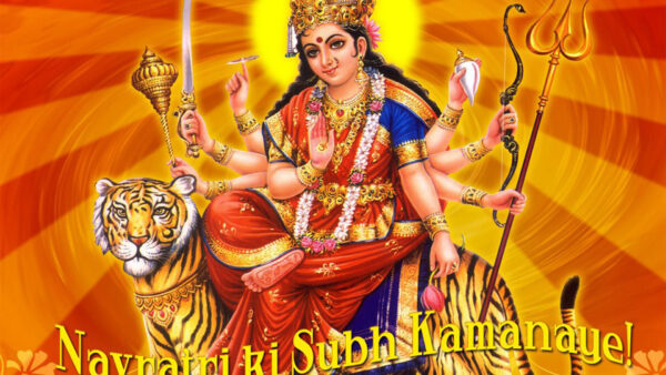 Wallpaper Red, Durga, Shades, Tiger, Background, Lord, Yellow, Light