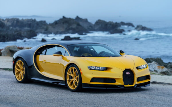 Wallpaper Black, Yellow, And, Chiron, Bugatti, 2018