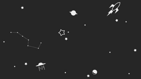 Wallpaper Black, Desktop, Space, Rocket, Stars, Aesthetic