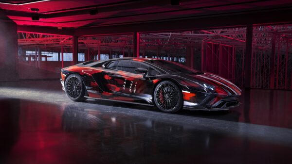 Wallpaper Desktop, Cars, Yohji, Lamborghini, 2021, Black, Red, Yamamoto, Aventador