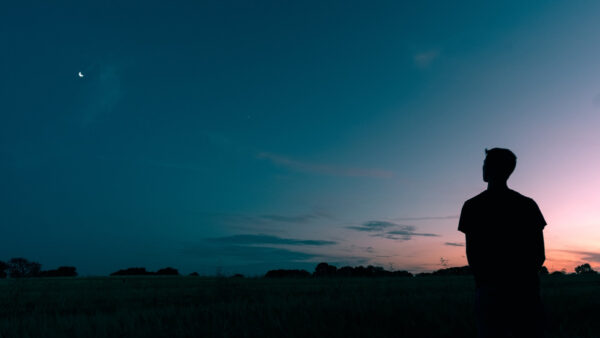 Wallpaper Alone, During, Man, Silhouette, Looking, Stars, Sunset