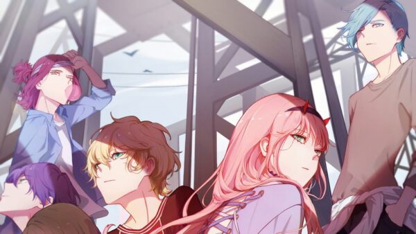 Wallpaper Background, Two, FranXX, Zero, Darling, Friends, With, Anime, The, Near, Tower, Sitting