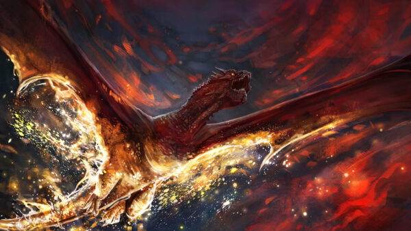 Wallpaper Fantasy, Fiery, Dragon, Desktop, Flying, Dreamy, Above