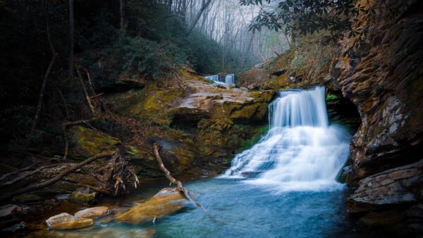 Wallpaper Fog, Nature, Waterfalls, Stones, Rock, Background, Scenery, Lake, Desktop, Mobile, Forest, Beautiful, Stream