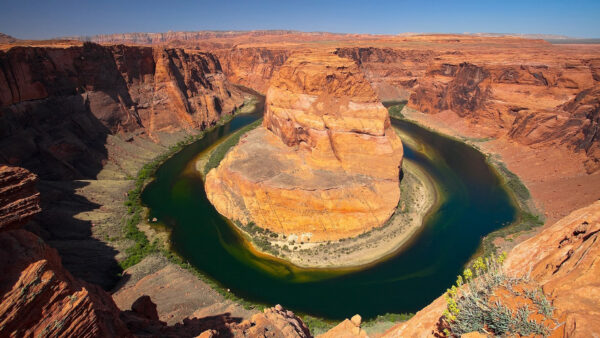 Wallpaper Blue, Background, Water, View, Rocks, Sky, Nature, Canyon, Aerial