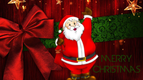 Wallpaper Background, Merry, Christmas, Claus, Santa, With, Stars