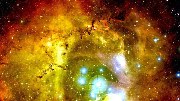 Wallpaper Stars, Nebula, Space, Rosette, Red, Sky, Galaxy, Black, Glittering, Yellow