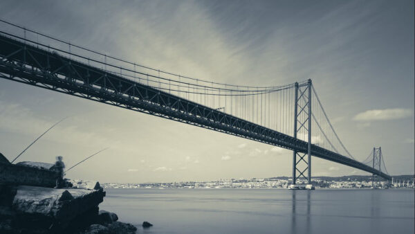 Wallpaper Under, Rocks, Landscape, Blue, Nature, River, City, Bridge, Sky, View, Above, Stones