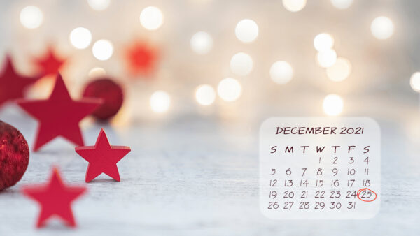 Wallpaper Stars, Day, Lights, Background, White, Red, December, Calendar, 2021, Bokeh, Christmas