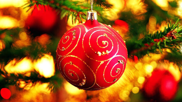 Wallpaper Background, Red, View, Decoration, Ball, Ornaments, Christmas, Closeup, Tree