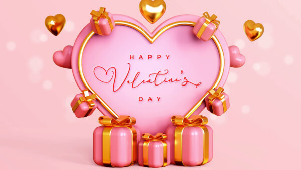 Wallpaper Light, Valentine’s, Background, Gift, Golden, Day, Pink, Happy, Hearts, Boxes