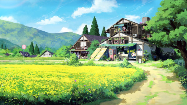 Wallpaper Nature, Farm, Anime, Scenic, Shop, Field