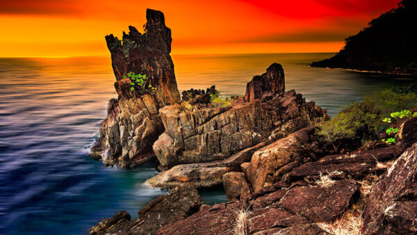 Wallpaper And, Nature, Thailand, Horizon, Desktop, Sunset, Sea, During, Rock, Landscape, With