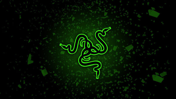 Wallpaper Black, Background, Desktop, Green, Particles, Razer, Logo