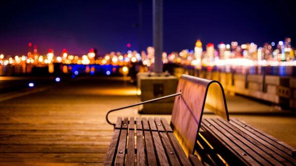 Wallpaper Background, Shallow, Evening, Lights, With, Desktop, Nature, Wooden, Bench