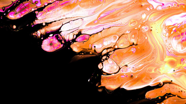 Wallpaper Desktop, Light, Mobile, Orange, Abstraction, Black, Pink, Stains, Paint