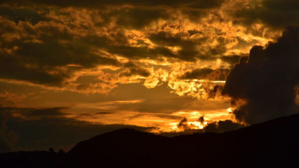 Wallpaper Sunset, Black, White, Clouds, Blue, Mountain, During, Sky, Desktop, Mobile, Above