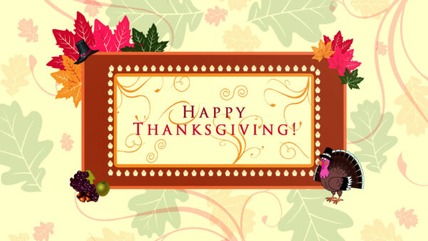 Wallpaper Grapes, Turkey, Desktop, With, Leaves, Hat, Thanksgiving, Colorful