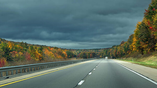 Wallpaper Clouds, Under, White, Road, Colorful, Sky, Black, Trees, Autumn, Leaves, Between
