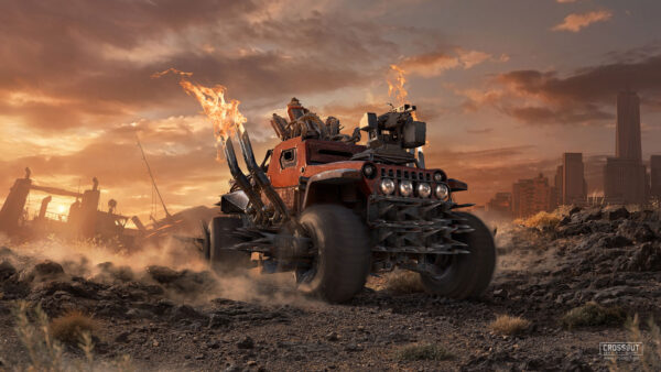 Wallpaper Crossout, Truck, Fire