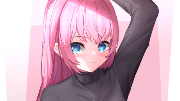 Wallpaper Anime, Blue, Pink, Girl, Hair, Eyes