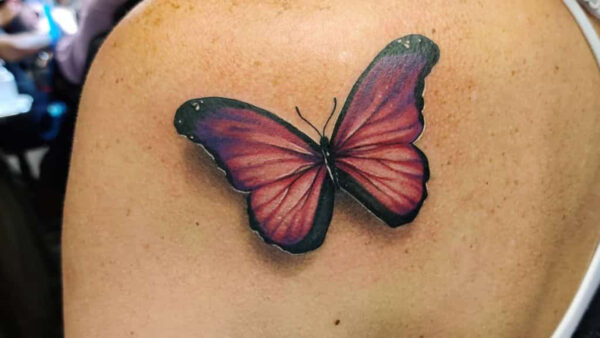 Wallpaper Women, Red, Back, Tattoo, Butterfly, For, Black