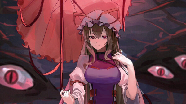 Wallpaper Girl, Dress, Purple, Touhou, Yukari, Anime, Yakumo, With