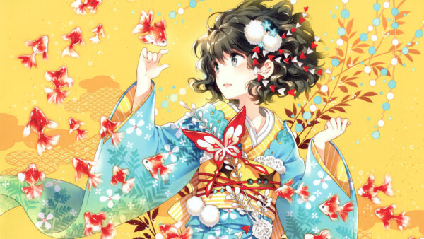 Wallpaper Girl, Anime, Kimono