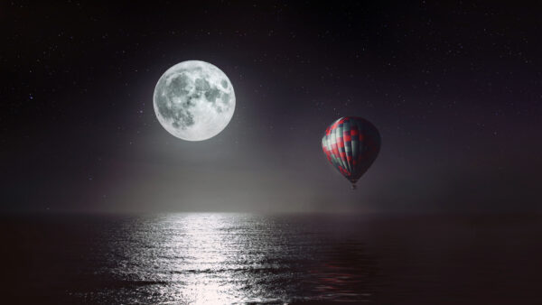 Wallpaper Night, Moon, Balloon, Air, Sea, Hot