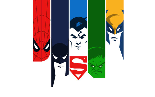 Wallpaper Batman, Spiderman, Superman, Hulk, Minimal