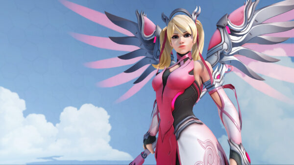 Wallpaper Mercy, Overwatch, Pink