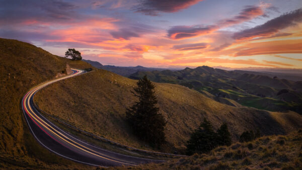 Wallpaper Nature, New, Mountain, Hill, Desktop, Sunset, During, Zealand, Road