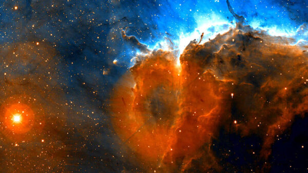Wallpaper Sky, Blue, Stars, Galaxy, Space, Orange