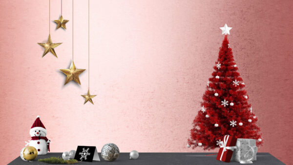 Wallpaper Christmas, Tree, Snowman, Desktop, With, Ornaments