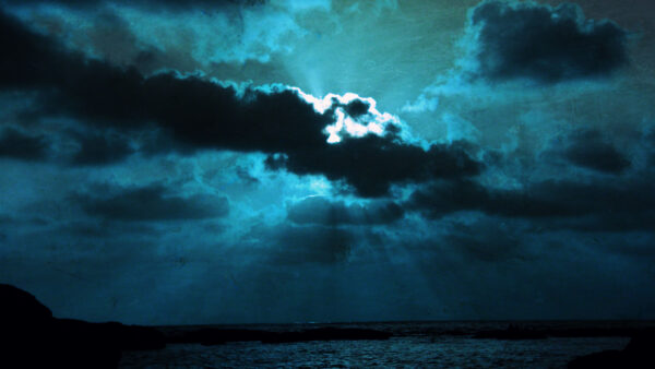 Wallpaper Black, Mobile, Behind, Sky, Desktop, Clouds, Waves, Blue, Above, Ocean, Moon