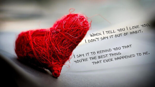 Wallpaper Heart, Background, Words, With, White, Thread, Red, Love
