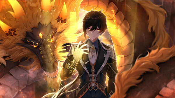 Wallpaper Dragon, Genshin, Impact, Background, Lapis, Zhongli, Rex