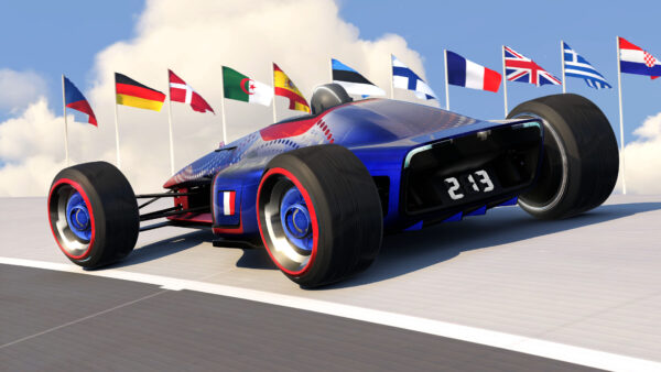Wallpaper Flags, Blue, Background, Car, Red, Race, Black, Trackmania
